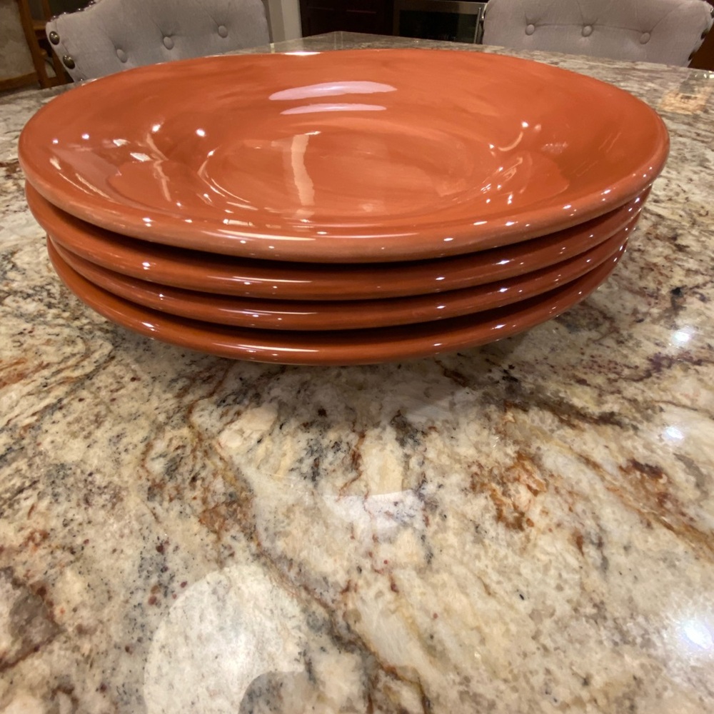Pottery Barn set of 4 Sausalito 12 1/4”
Plates  Color: Terra-cotta
